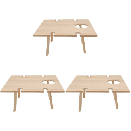 3Pièces Table Portable En Bois Pliable Pour Camping Vin 2