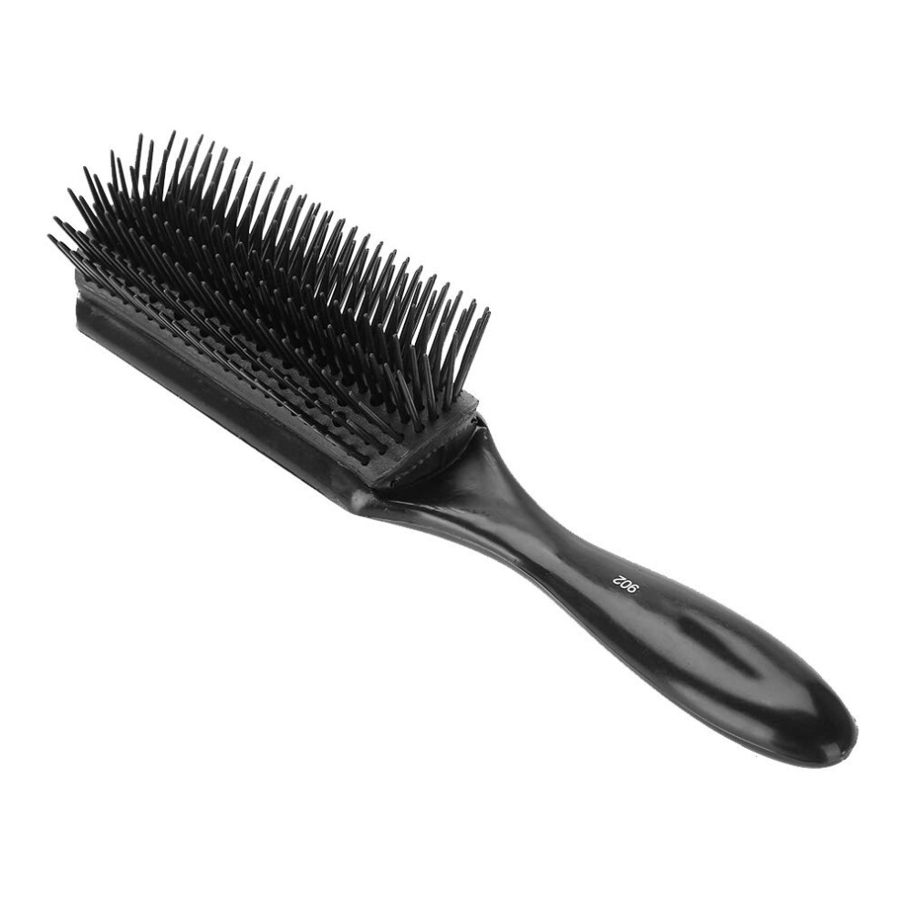 Unisex Black Hair Styling Comb With Anti Static Nine Row Brush, Silicone Cushion, Ergonomic Handle, 8.3'