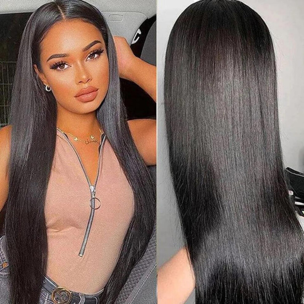 Unisex Hd Lace Front Wig 13X4 Brazilian Remy Human Hair Pre Plucked Bleached Knots 150% Density 18 Inches
