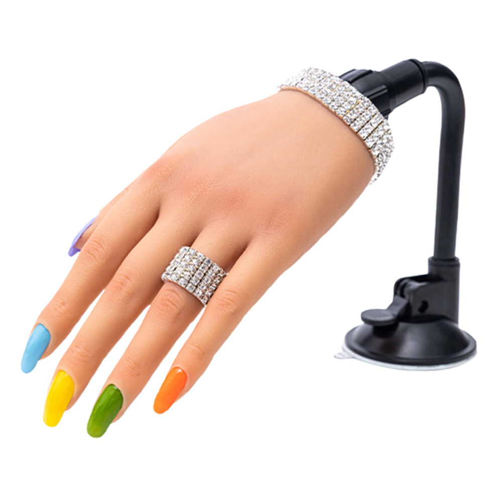 Nail Practice Hand Silicone Model with Flexible Bendable Joints Left Hand Mannequin for Nail Art