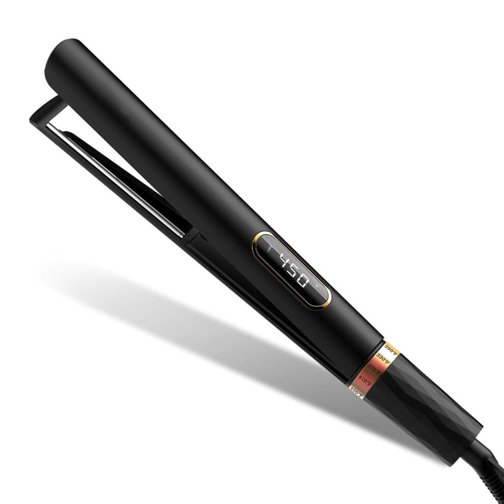 Titanium Hair Straightener Flat Iron, Fast Heating 2 in 1 Styling with 5 Temp Settings, Negative Ion