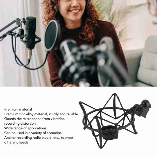 Supporto a molla per microfono con design antiscivolo per registrazioni in studio nero 2