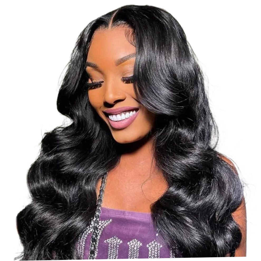 Unisex 20 Inch Body Wave Human Hair Lace Front Wig, Glueless Hd Invisible Lace, Pre Plucked Natural Hairline