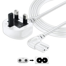 SHAFI 5M TV Figure 8 Power Lead White - 2-Pin 90