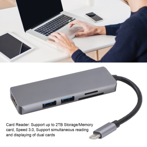 Type C Docking Station 4K HDMI, USB3.0, Card Reader, Metal 2