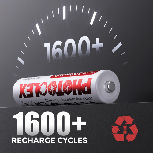 PHOTOOLEX AAA Rechargeable Batteries 1300mWh, 4 Co 2