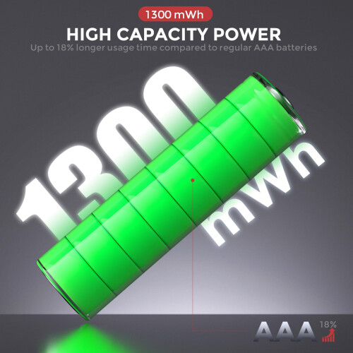 PHOTOOLEX AAA Rechargeable Batteries 1300mWh, 4 Co 1