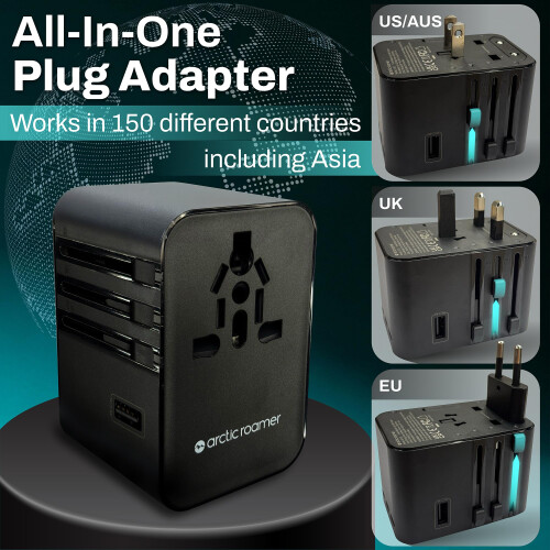 Arctic Roamer Universal Travel Adapter with 30W Fa 2
