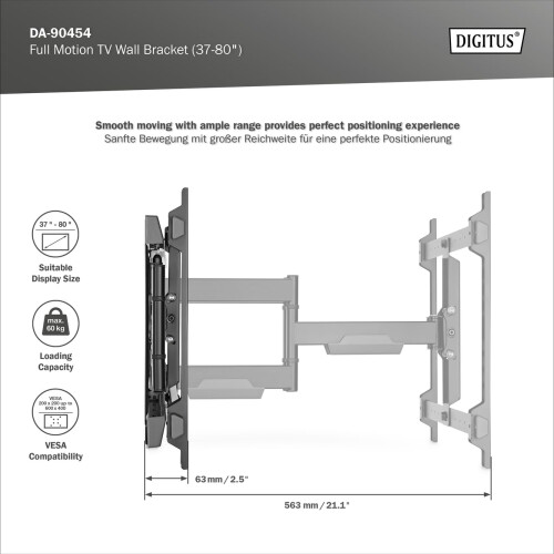 Digitus Full-Motion TV wall mount - for 37-80" TVs 2