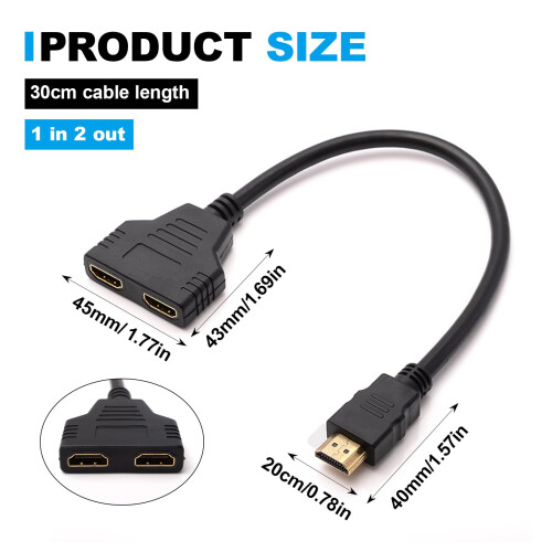 1 pcs HDMI Splitters 1 in 2 Out HDMISplitter,doubl 1