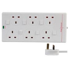 Pro Elec EXTENSION LEAD SURGE SWITCHED 6G WHT 10M