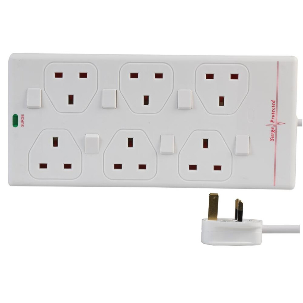 Pro Elec Extension Lead Surge Switched 6G Wht 10M 52876530