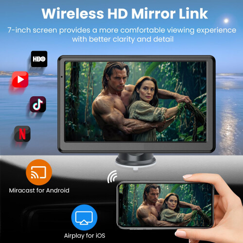 Wireless CarPlay & Android Auto Screen, 7 Inch Por 2
