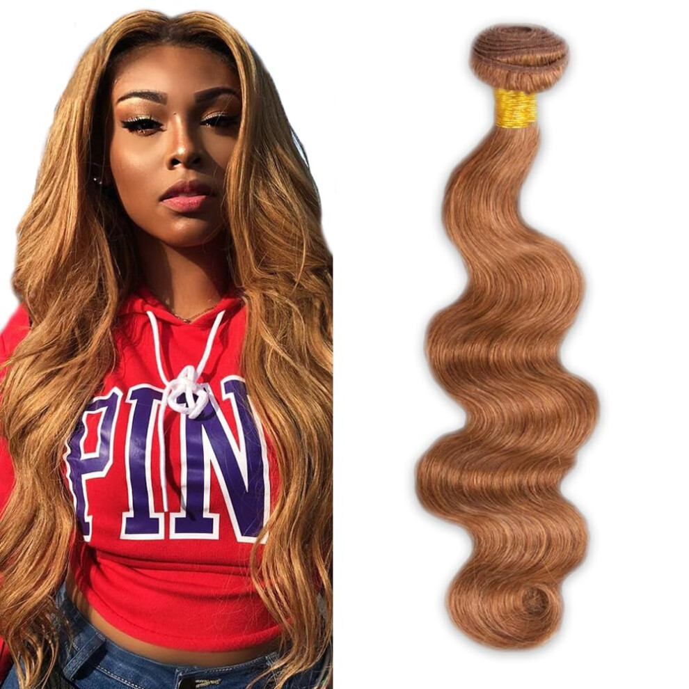 Brazilian Body Wave Hair Bundles #30 Brown 16 Inch Virgin Human Hair Weave 50g Double Weft