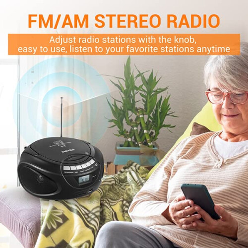 Gelielim Portable CD Player Boombox with Bluetooth 2