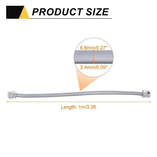 sourcing map 1 Pack Telephone Cord, 3.3ft Phone Ca 1