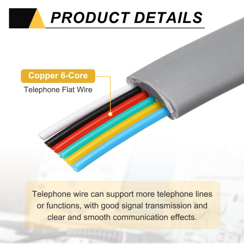 sourcing map 1 Pack Telephone Cord, 3.3ft Phone Ca 2