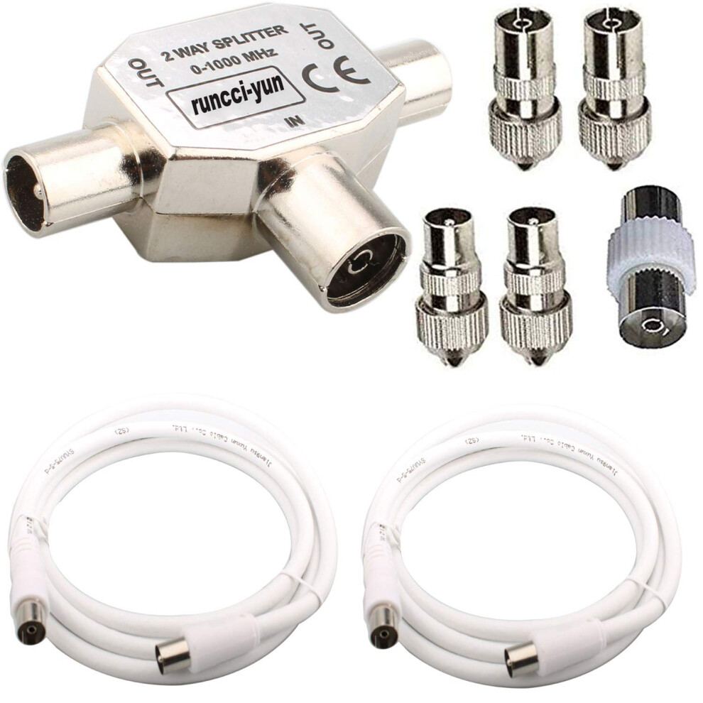 Runcci-Yun 2-Way Aerial Splitter - Coax Plug Coaxi 80474265