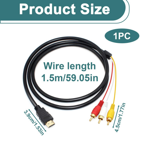 HDMI to RCA Cable, HDMI to RCA Converter Cable 1.5 1