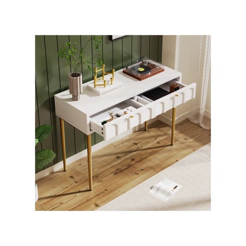 Dressing table (with 2 drawers) height 76.5 cm, cream white - Height 76.5 / Width 100 / Depth 45 cm