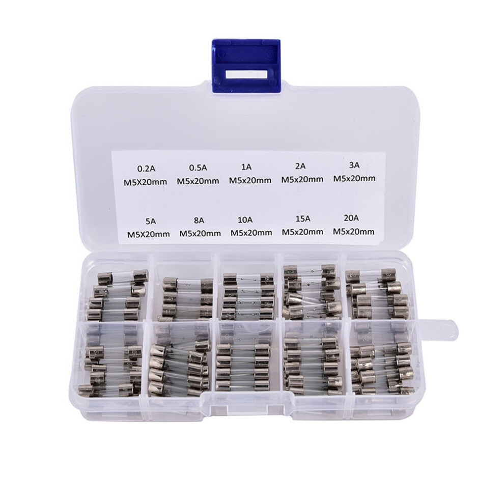 Jixopn Fast Blow Glass Fuses With Box 5X20mm Fast Glass Fuse Kit (100Pcs) 9048212082590