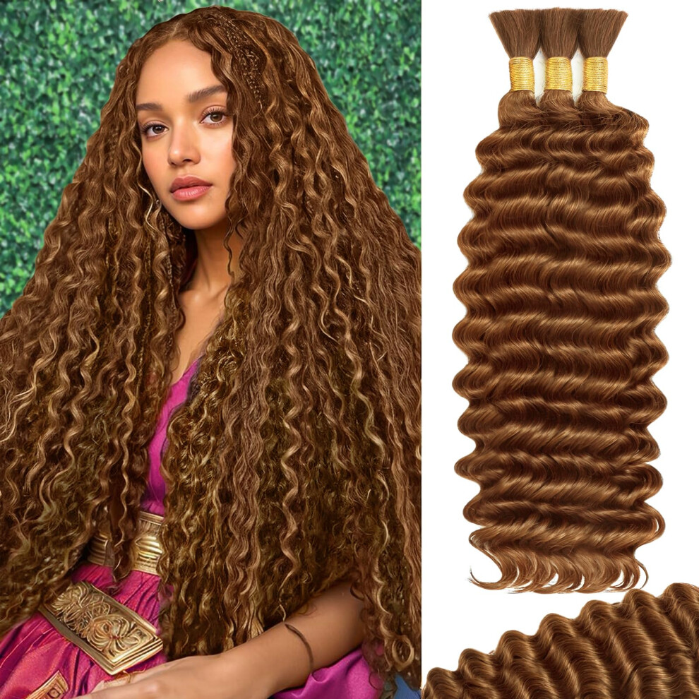 14 Inch Virgin Human Braiding Hair Color 30 Boho Deep Wave Tangle FullEnd Bundles for Knotless Braids