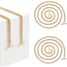 2pcs Gold Purse Chain 43.5" Compatible with Handbag Repair, DIY Bag Making, with Toggle Clasp for Shoulder Bag Strap Replacement