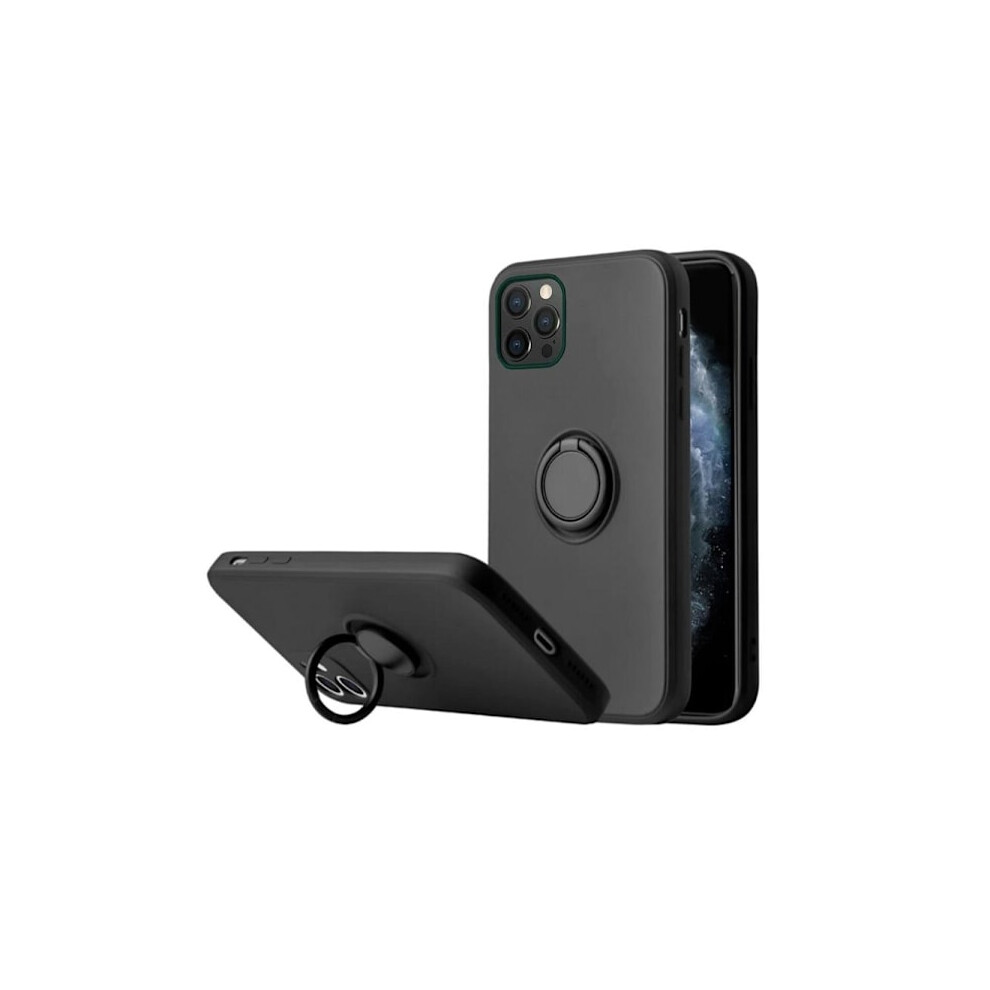 Compatible With Iphone 13 - Matte Tpu Soft Case With Ring Holder - Black 9048212085577