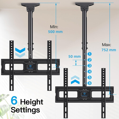 PERLESMITH Ceiling TV Bracket - Adjustable Swivel 2