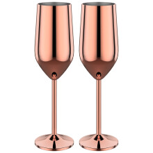 2pcs Stainless Steel Champagne Glasses 6oz/200ml, Compatible with Rose Gold/Silver/Gold Flutes for Wine, Whiskey, Cocktail