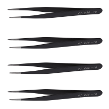 4x Schwarze, gerade Metallpinzette, kompatibel mit Pinzette mit scharfer Spitze