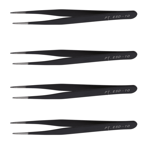 4X Black Metal Straight compatible with Sharp Tip Tweezer