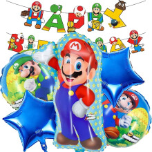 Mario Ballons fødselsdagsfest, flerfarvet, 6 stk.