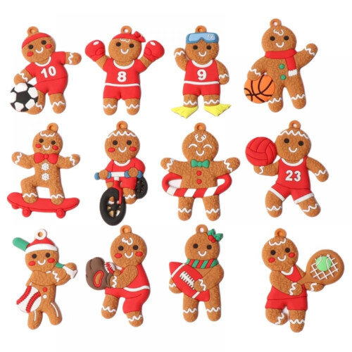 Conjunto de 12 enfeites de Natal Orchip em formato de boneco de gengibre, 7,6 cm (3 polegadas), kit de decoração para casa de boneco de gengibre. 1