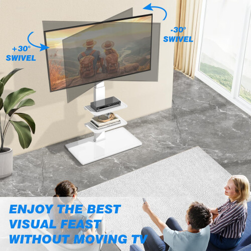 RFIVER TV Floor Stand with tempered glass base for 2