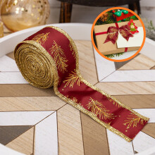 Panglică imprimată cu bomboane de Crăciun, 5 m, compatibilă cu decorul bradului de Crăciun, împachetare cadouri, fundă DIY, decorațiune