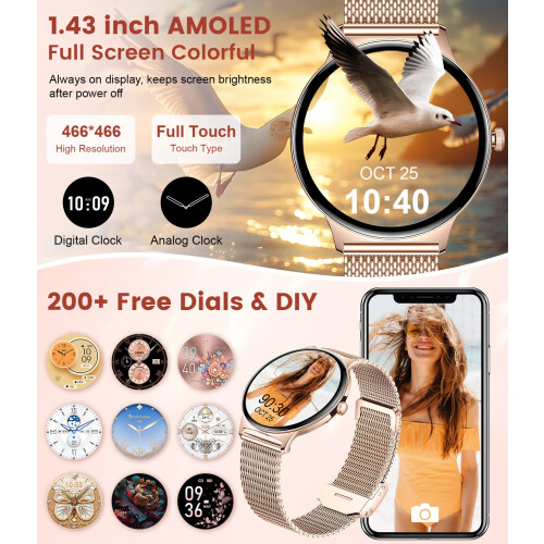 Smart Watch for Women (Make/Answer Call), 1.43”AMO 2