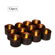 12 Stück flammenlose LED-Teelichter, geeignet für Festtagsdekorationen, bernsteingelbes Licht für Halloween, Weihnachten, Hochzeiten.