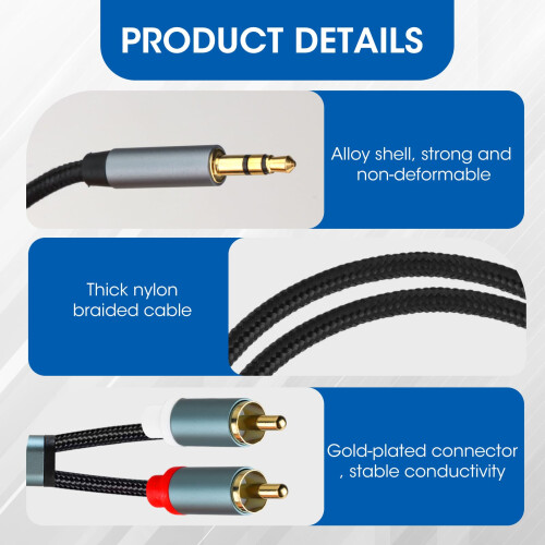 Phono Mini Jack Stereo Lead RCA to 3.5mm Cable Hea 2