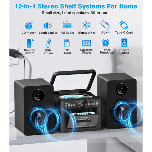 Greadio Home Stereo System with Boombox CD Player 1