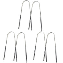 Lot de 6 gratte-langues en acier inoxydable, outils de nettoyage de la langue portables