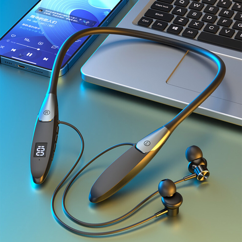 Susuchens Wireless Neckband Headset, Led Display, Hifi Sound, Noise Reduction, Portable Magnetic Design, Bluetooth 5.3, Silver 9048212209652