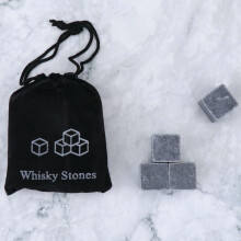 Cailmei Whiskey Stones Gift Set Of 4 Unique Chilling Stones With Velvet Pouch-Reusable Gray Free Size