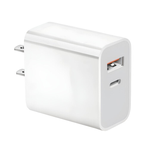USB-Netzteil mit USB-C-Ladegerät, kompatibel mit iPhone/Android, 20 W, 2 Anschlüsse