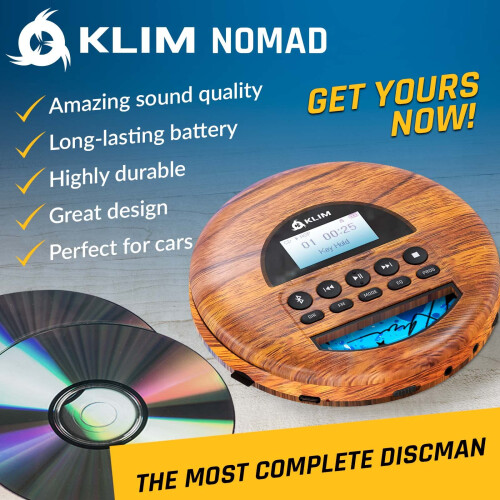 KLIM Nomad Wood - NEW - Portable CD Player - Long- 1