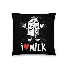 Zabawna poduszka dla miłośników mleka z motywem mleczarza, Kocham mleko (18″18″)