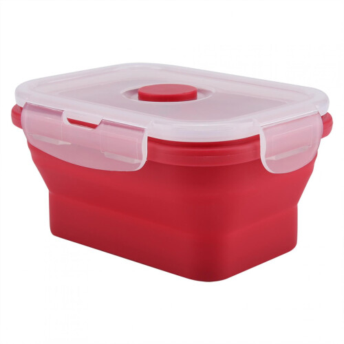 VIFERR Lunch Box3Colors350ml Ορθογώνιο κουτί Bento από σιλικόνη Πτυσσόμενο κουτί φαγητού για 1