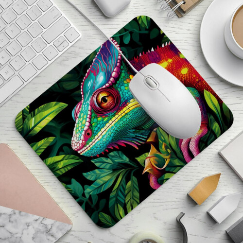 Mousepad Chameleon Green Leaf - Λεία επιφάνεια, παχιά επένδυση Mousepad, εργονομικός σχεδιασμός για 1
