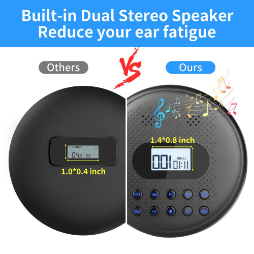 ARAFUNA Portable CD Player with Dual Stereo Speake 1