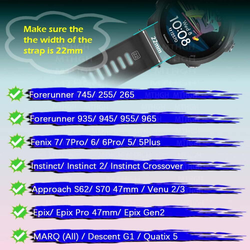 MTHGH 22mm Watch Strap Loops for Garmin Fenix 7/6/ 2